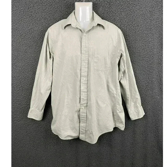Casual 100% Cotton Gray Dress Button Up Shirt 15 1/2 Mens  Brooks 346 - Picture 8 of 8